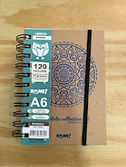 ROME Libreta A6 Kraft Mandala120hjs Cuaderno Rayado con elastico 70 grs