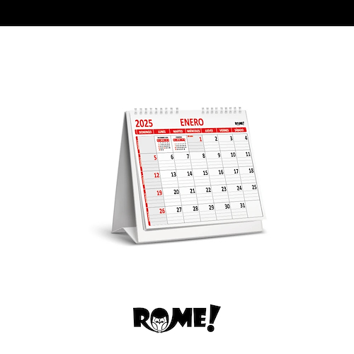 ROME Calendario Apaisado Rojo Con Espiral - A6 Carpita
