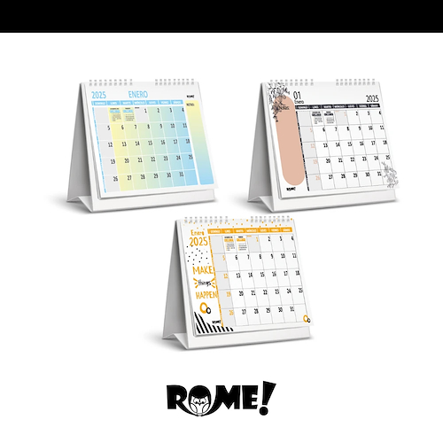 ROME Calendario 1/2 Oficio Fantasia Con Espiral - Carpita