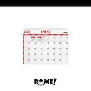 ROME Calendario 1/2 Oficio Apaisado Rojo Con Espiral - 21,5 x 17,5 cm