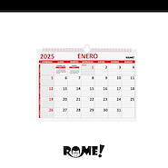 ROME Calendario A4 Apaisado Rojo Con Espiral - 29,7 x 21 cm