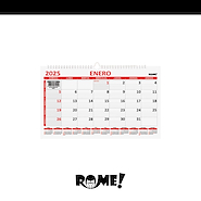 ROME Calendario Oficio Apaisado Rojo Con Espiral - 35,5 x 21,5 cm