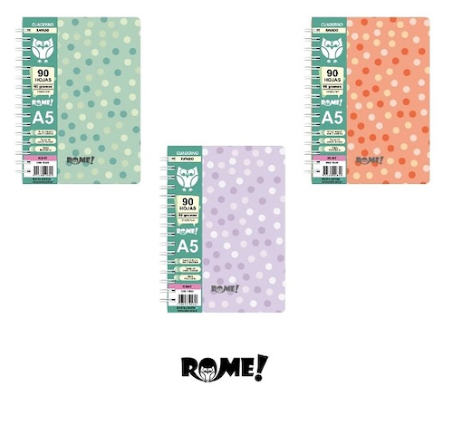 ROME Cuaderno A5 Point Rayado Cuaderno 90 hojas 90 grs Point