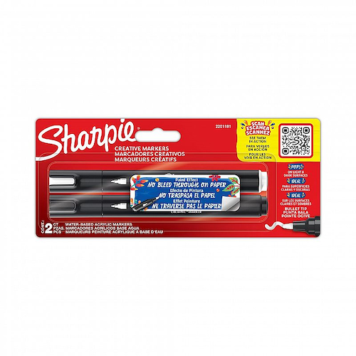 SHARPIE Marcadores Acrilico x 2 unid ACRILICO Punta REDONDA Al Agua