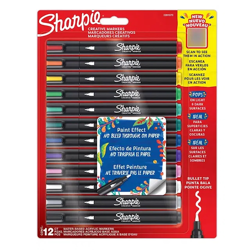 SHARPIE Marcadores Acrilico x12 pta redonda al agua