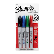 SHARPIE Blister X 4 Brush Permanente