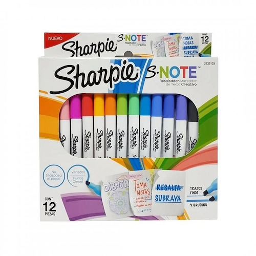 SHARPIE Resaltador Blister X 12 S.Note: Trazo Fino y Grueso