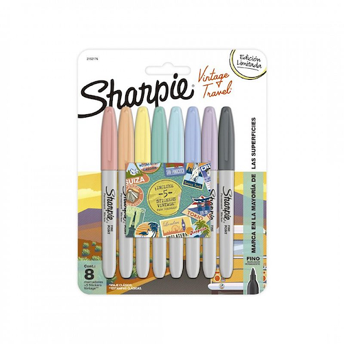 SHARPIE Vintage 8 Punta Fina +5 Stickers Vintage