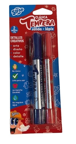SIFAP Tempera Solida Lapiz Sifap X 2 clasico azul y rojo