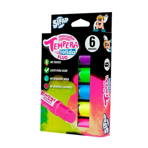 SIFAP Tempera solida x 6 Fluo Arte