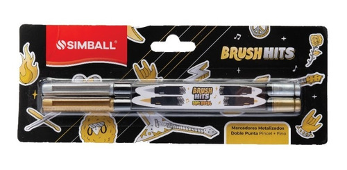 SIMBALL MICRO Marcadores Brush Hit Soft Metal Blister X 2 Escritura