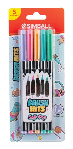 SIMBALL MICRO Marcadores Brush Hit Soft Pop Blister X 5 Escritura