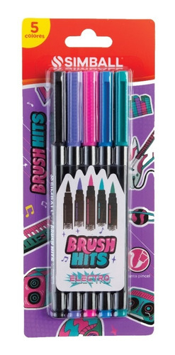 SIMBALL MICRO Marcadores Brush Hit Electro Blister X 5 Escritura