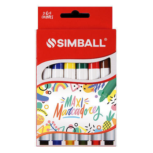 SIMBALL MICRO Marcadores Maxi Al Agua X 6 Escritura Escolar