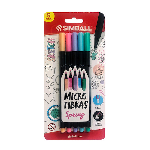 SIMBALL MICRO Microfibra Micro Blister X 5 Spring Escritura