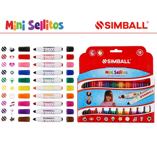 SIMBALL MICRO Marcadores Con Sello X 10 Mini Escritura Escolar