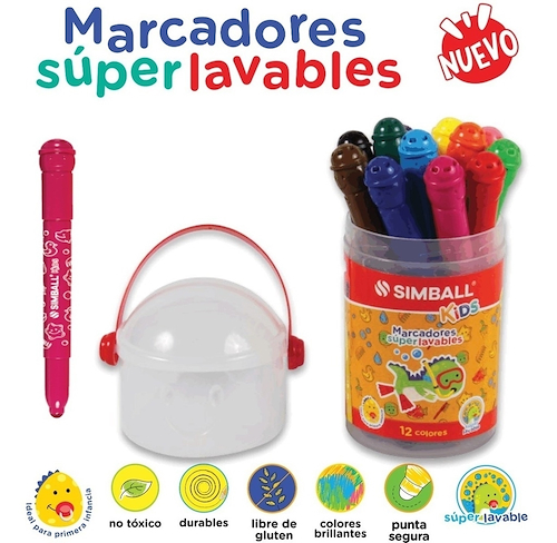 SIMBALL MICRO Marcadores Superlavables x12 Escritura Escolar