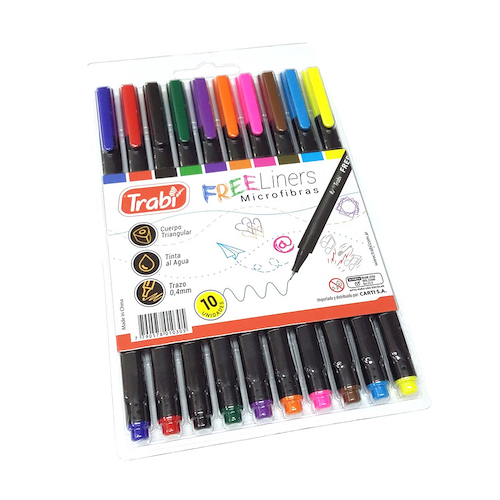 TRABI Microfibra Micro Free Liners Clasicos Escritura x 10 Microfibras