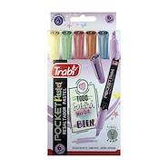 TRABI Resaltador Pocket Pastel X 6 Trazos 2-4mm