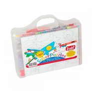 TRABI Kit Trabi Super Puzzles x25 rompecabezas + lapices de colores + crayones + marcadores