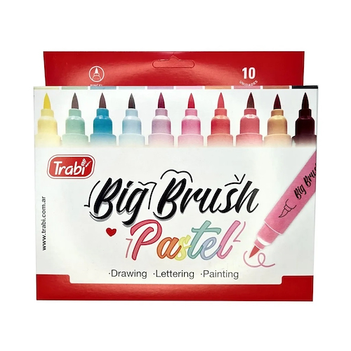 TRABI Marcadores Big Brush X 10 Pastel Escritura