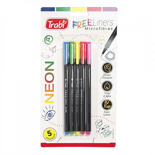 TRABI Microfibra Micro Free Liners Neon Escritura x 5 Microfibras