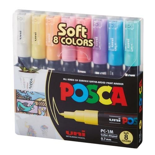 UNIBALL Marcador UniPosca PC-1M x 8 Punta 0.7 MM 8 Colores Soft