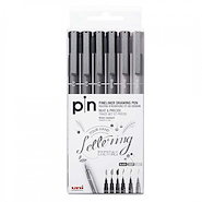 UNIBALL Marcador UniPin Set x 6 Lettering Essential 0.3, 0.7, 1.2. Brush x 3
