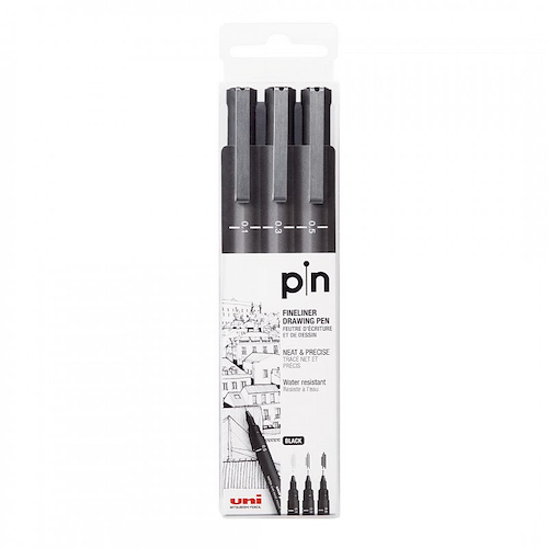 UNIBALL Marcador UniPin Set x 3 Negro 0.1 - 0.3 - 0.5