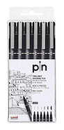 UNIBALL Marcador UniPin Set x 6 Light Grey, Dark Grey, Black - 0.1 , 0.5
