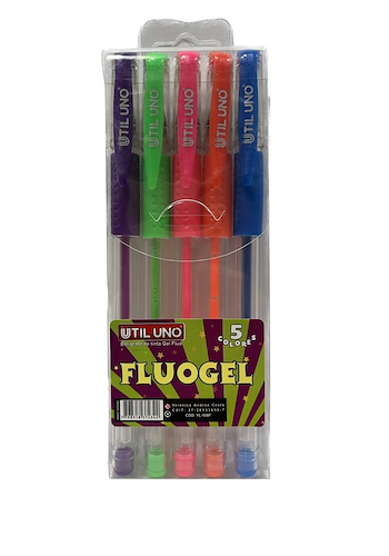 UTIL UNO Boligrafo Gel Fluo x 5 Blister Gel