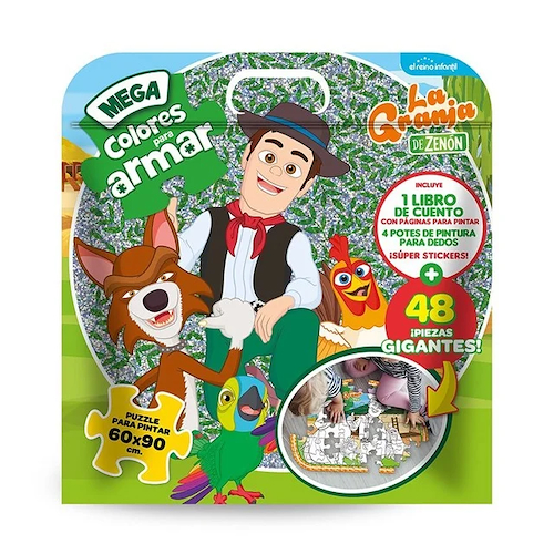 VERTICE Mega Kit Puzzle La Granja Libro p/pintar+ 4 Potes de Pintura+ Stickers + Rompe Cabezas