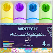 WRITECH Resaltador Astronauta Neon x 4 Blister Resaltadores pastel x4