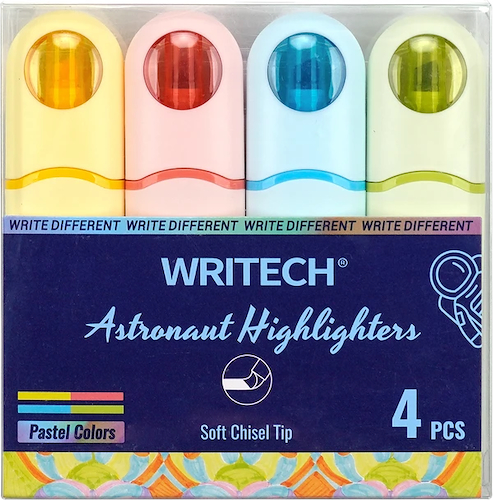 WRITECH Resaltador Astronauta pastel x 4 Blister Resaltadores pastel x4