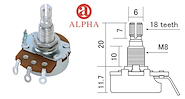 ALPHA H64  A500k  LOG Potenciómetro Grande