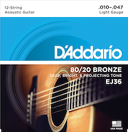 DADDARIO EJ36    10-47 Encordado Acústica  12 Cdas