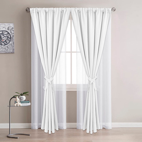 Juego Cortina Black Out Vinilica + Voile Con Presilla