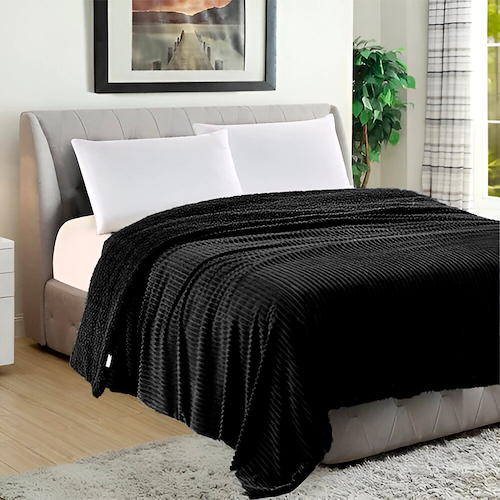 Frazada Doble Flannel Jacquard Con Corderito King 240x270