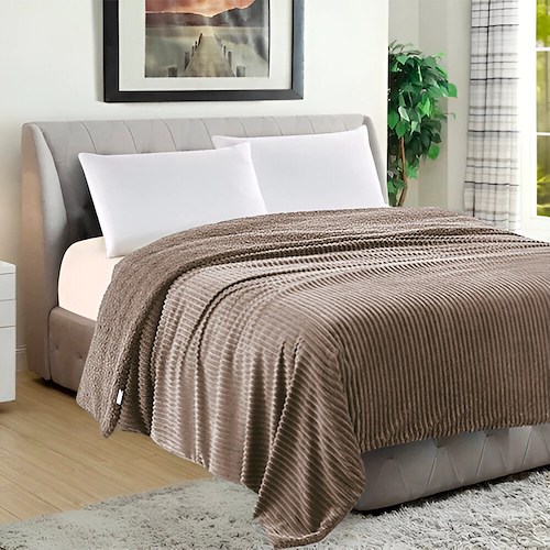 Frazada Doble Flannel Jacquard Con Corderito King 240x270