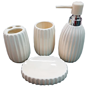 Set Para El Baño Ceramica Estriado 4 Piezas