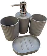 Set De Baño Estriado X4 Piezas Plastico Pvc Elegante!