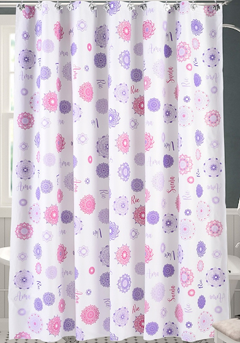 Cortina Para El Baño Doble Mandalas C/ Protector Y Ganchos
