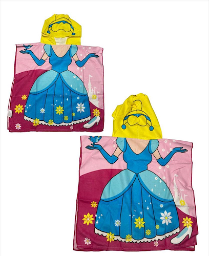 Toallon Poncho Microfibra Dibujos Infantil