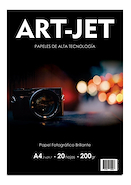 ART-JET  Papel Fotográfico Brillante A4  200Gr X20u Tapa Negra