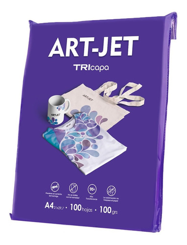 ART-JET  Papel Para Sublimar Tricapa A4 X100u