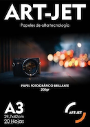 ART-JET  Papel Fotografico Brillante Tapa Negra 200Gr A3 X20u