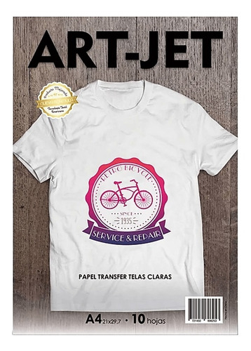 ART-JET DURALITE Papel Transfer Ropa Clara Art-Jet 78Mic A4  X10u