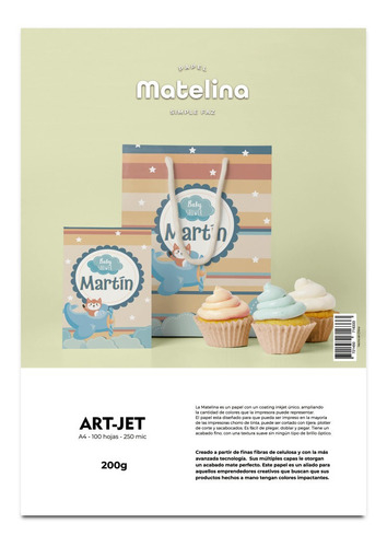 ART-JET  Papel Matelina simple faz 200Gr A4  X100u