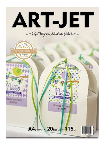 ART-JET  Papel Adhesivo Brillante A4 115Gr X20u