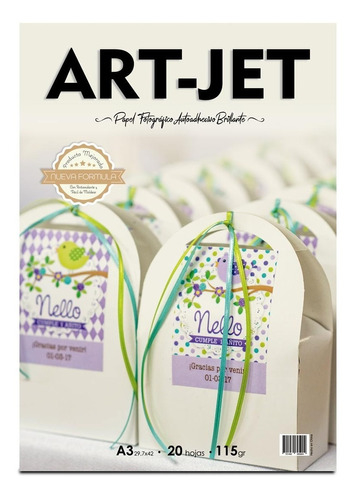 ART-JET  Papel Adhesivo Brillante A3 115Gr X20u